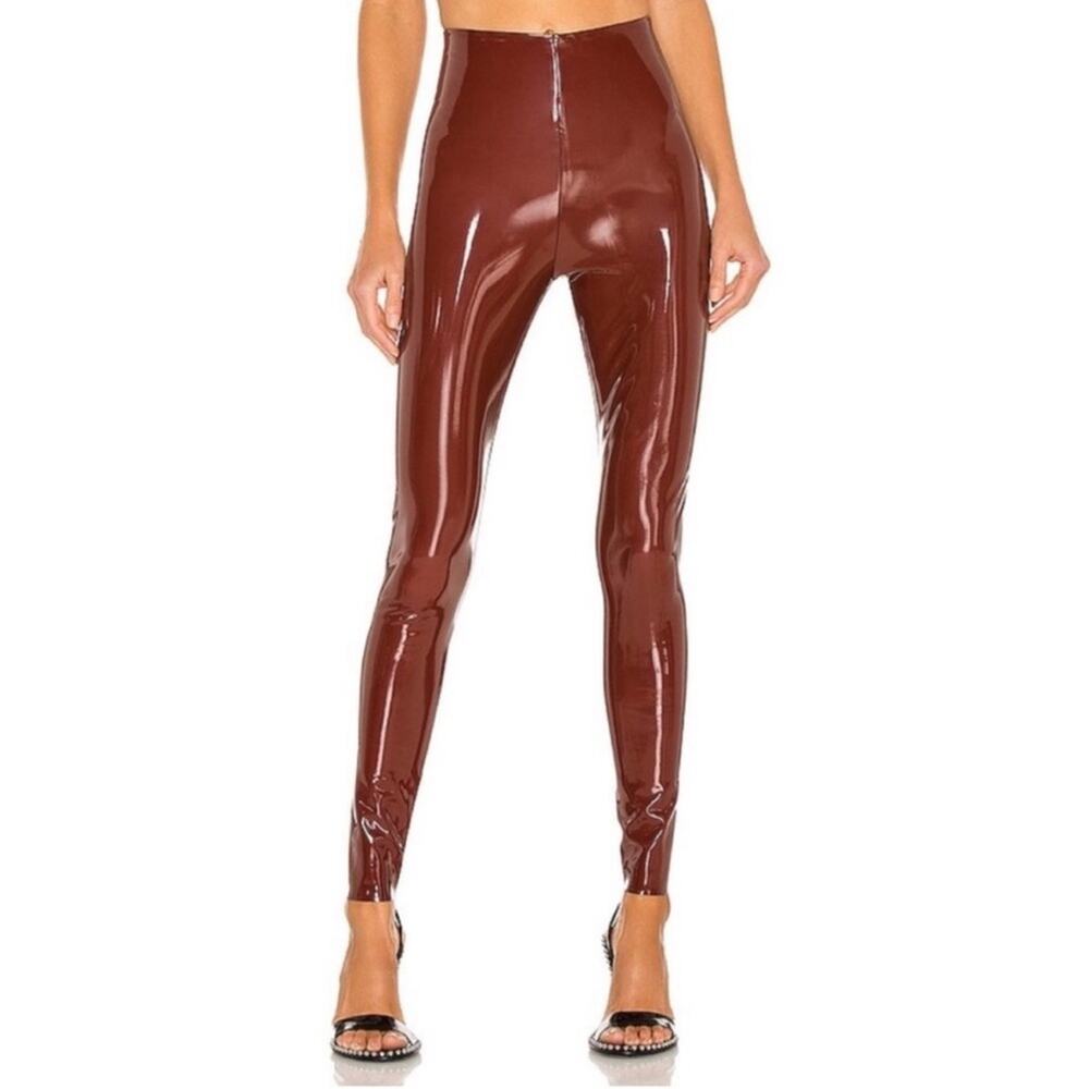 NWOT Commando Control Sienna Faux Patent Leather Vinyl Dark Red Leggings SMALL
